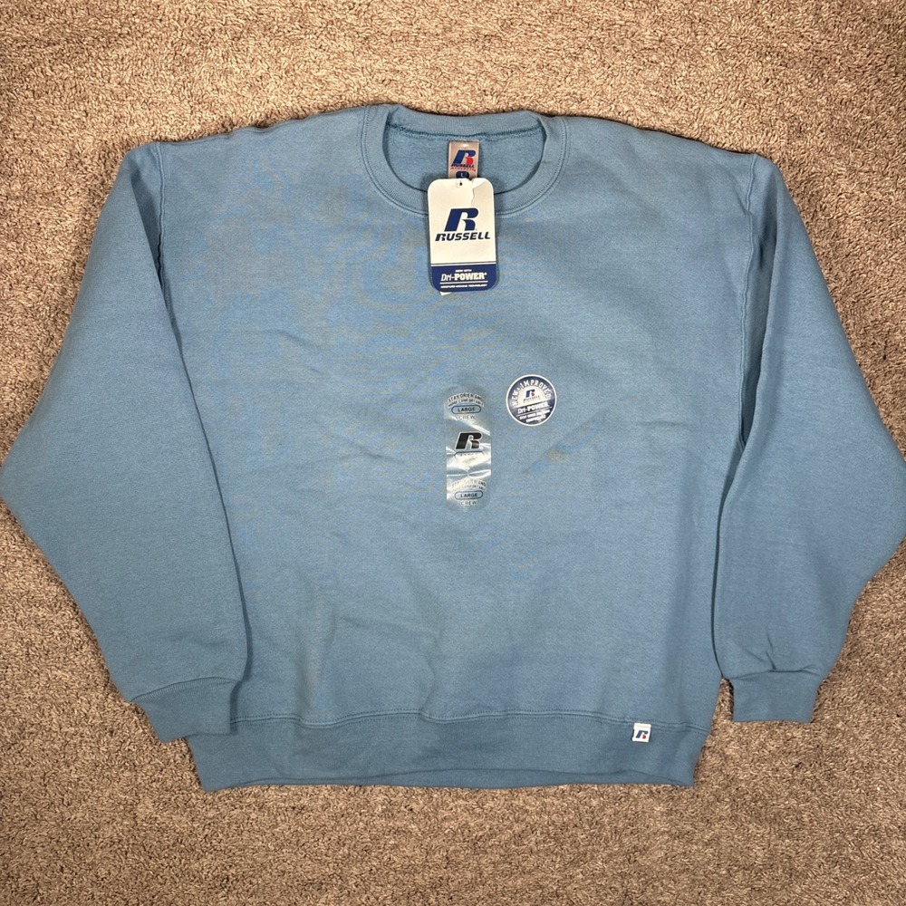 Russell Athletic Dri-Power Crewneck Sweatshirt Mens Large Light‎ Blue NWT